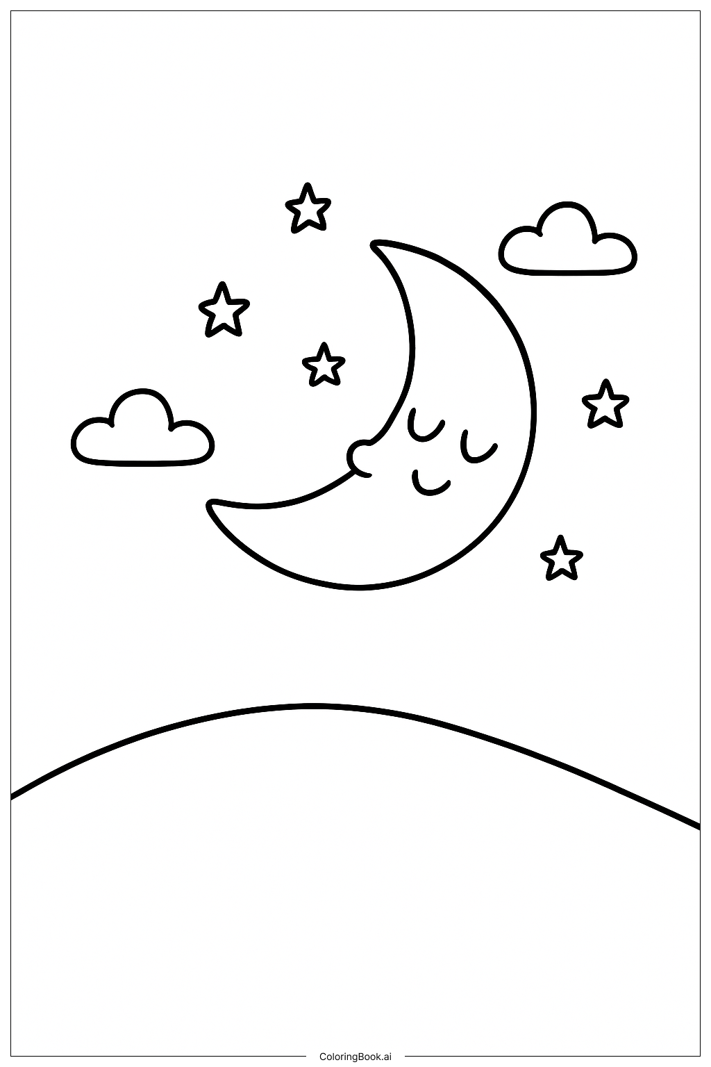 Page de coloriage Nuit de Lune Esthétique 