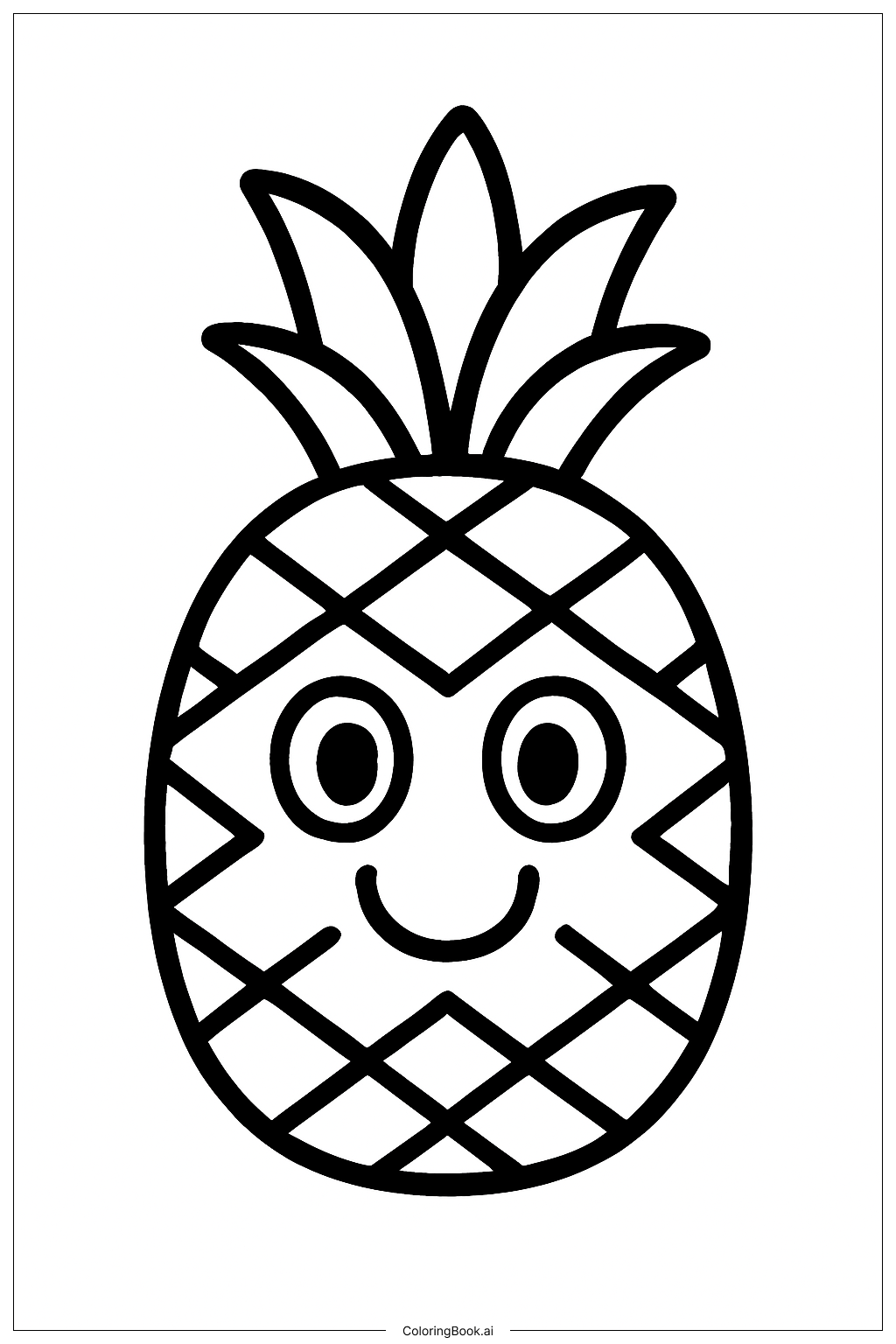  Page de coloriage Copain Ananas Esthétique 