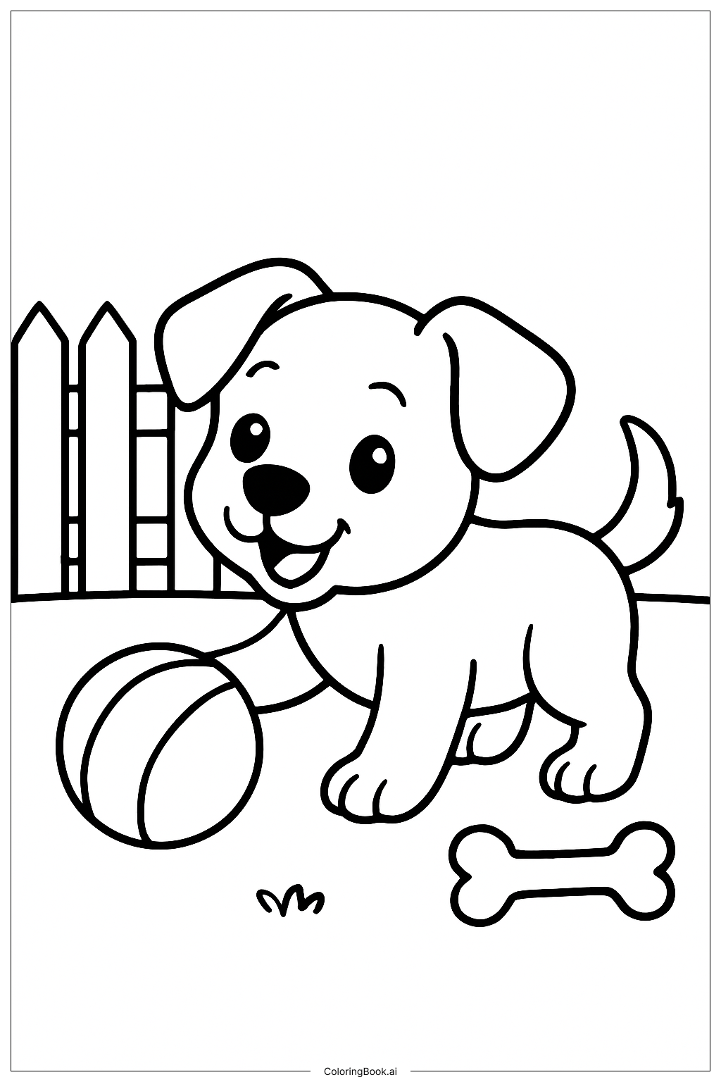  Page de coloriage Temps de jeu avec un chiot esthétique 