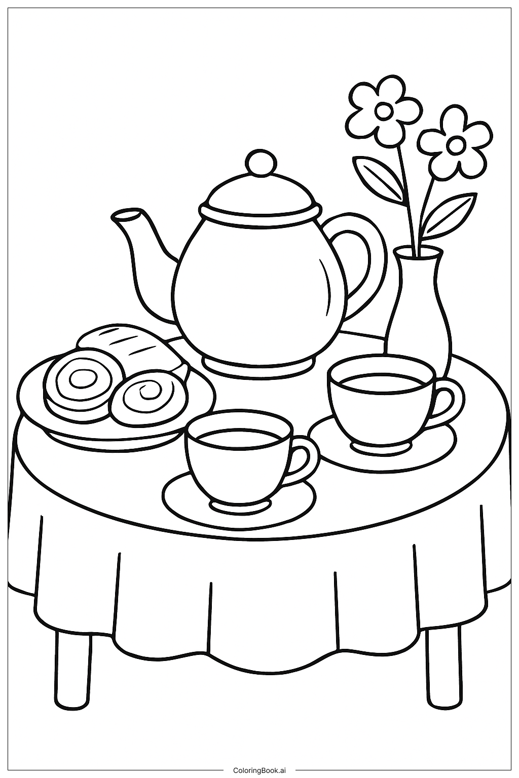  Page de coloriage Fête de Thé Esthétique 