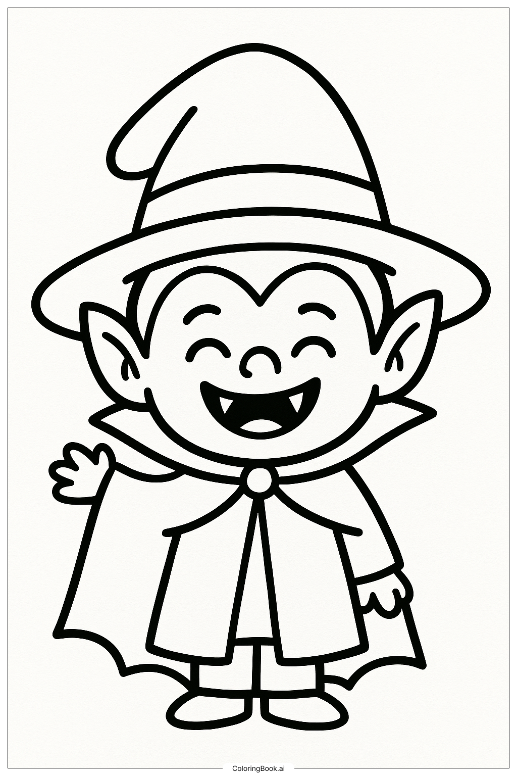 Página para colorir de Vampiro com um Chapéu Engraçado