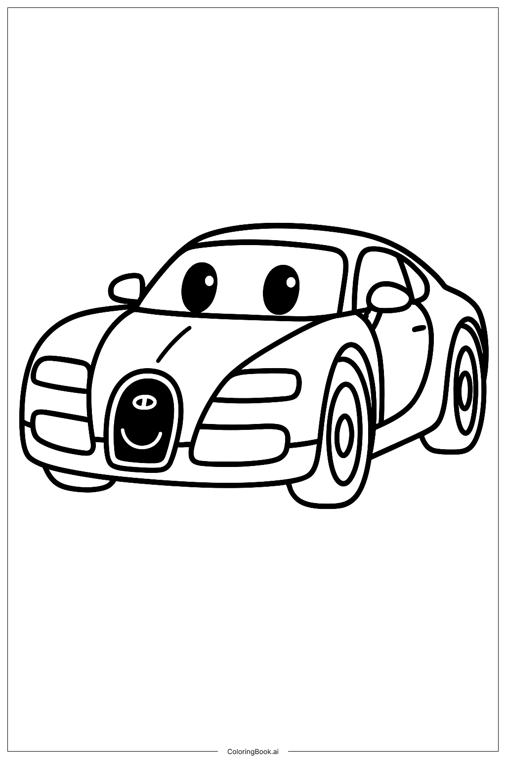  A Happy Bugatti Car Coloring Page 