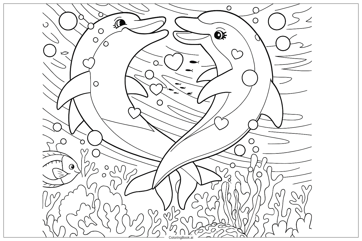  Page de coloriage Dauphins dansants 