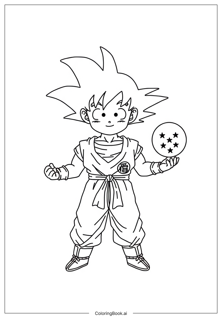  Goku lächelt mit Dragon Ball Ausmalseite 