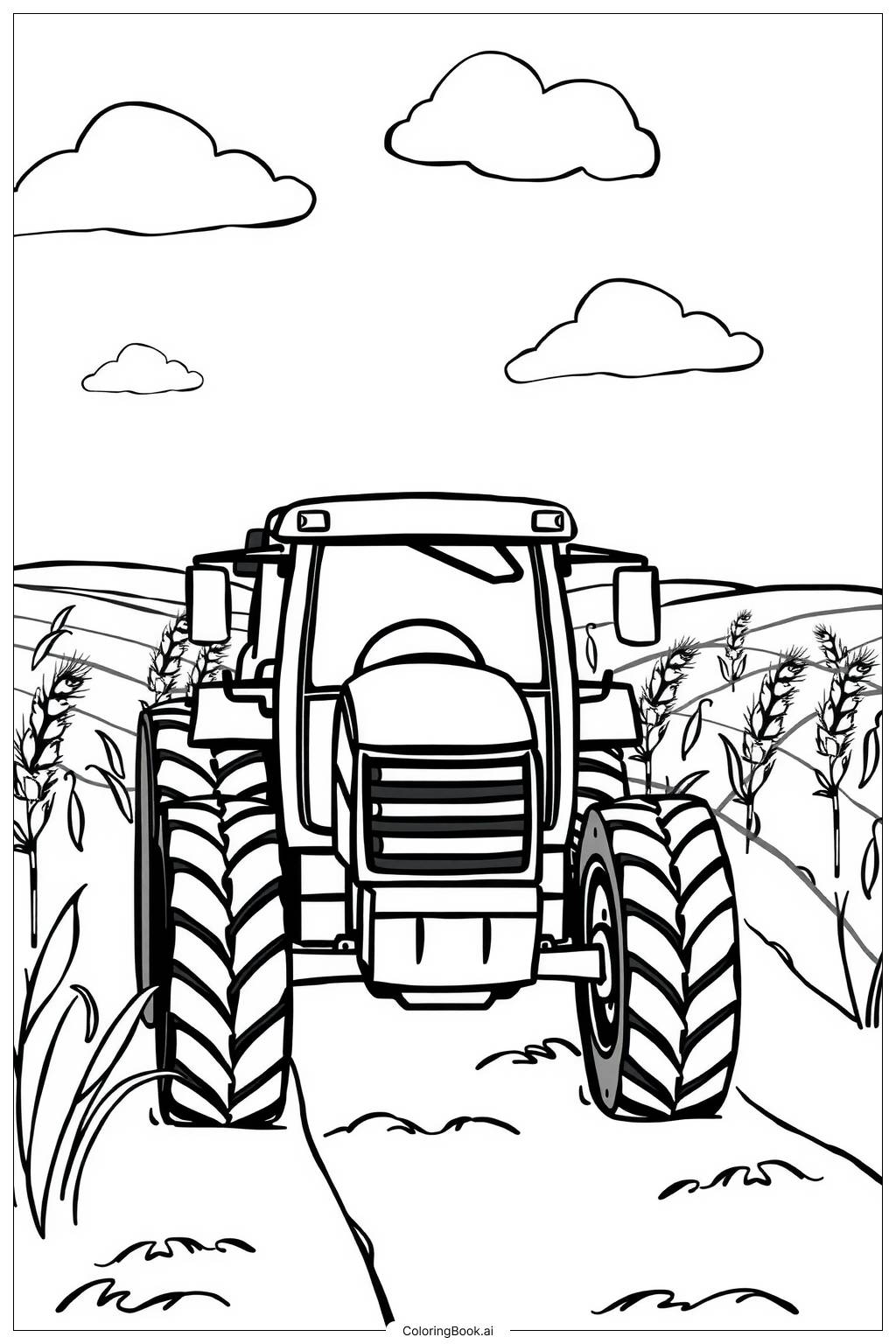  Page de coloriage Tracteur Temps de Récolte 