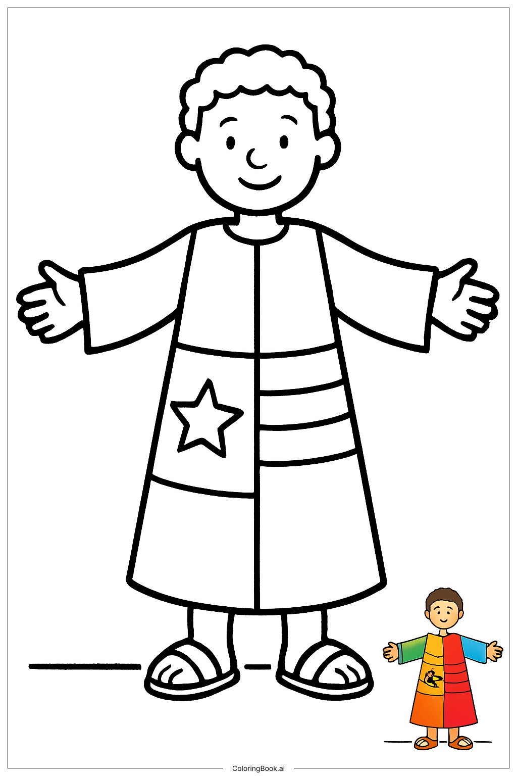  Página para colorear de Biblia José y su manto colorido 