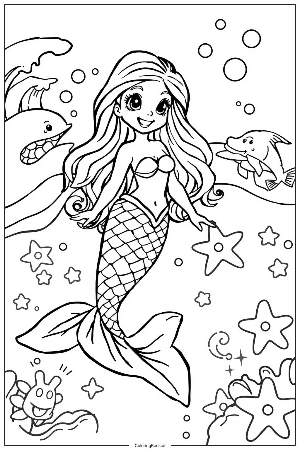  Page de coloriage Art de sirène Lisa Frank 