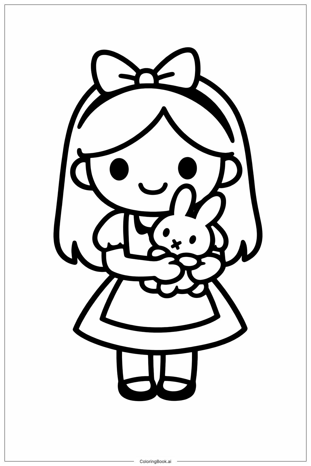  Alice im Wunderland hält Kaninchen Ausmalseite 