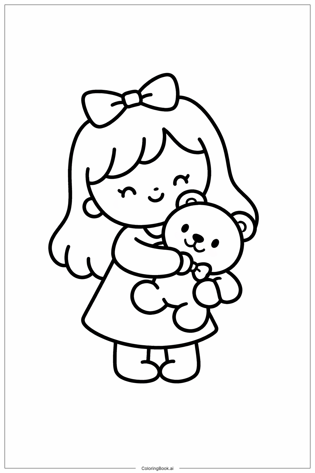  Alice im Wunderland umarmt Teddy Ausmalseite 