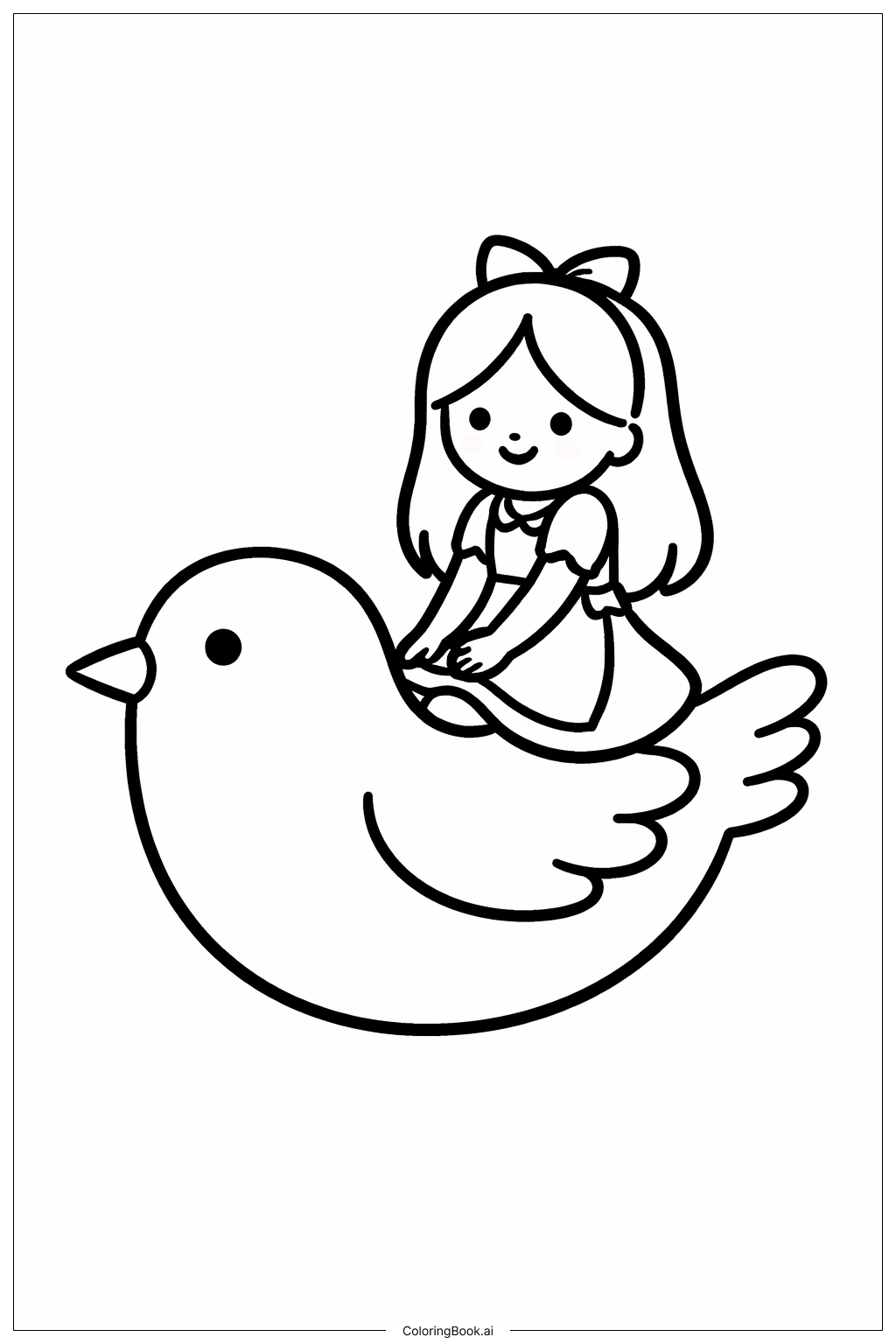  愛麗絲夢遊仙境騎乘鳥著色頁 