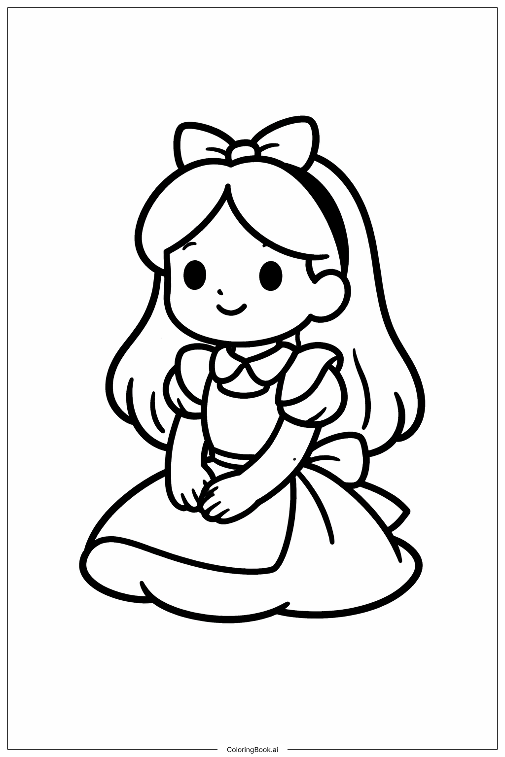  Alice Im Wunderland Sitzende Einfache Pose Ausmalseite 