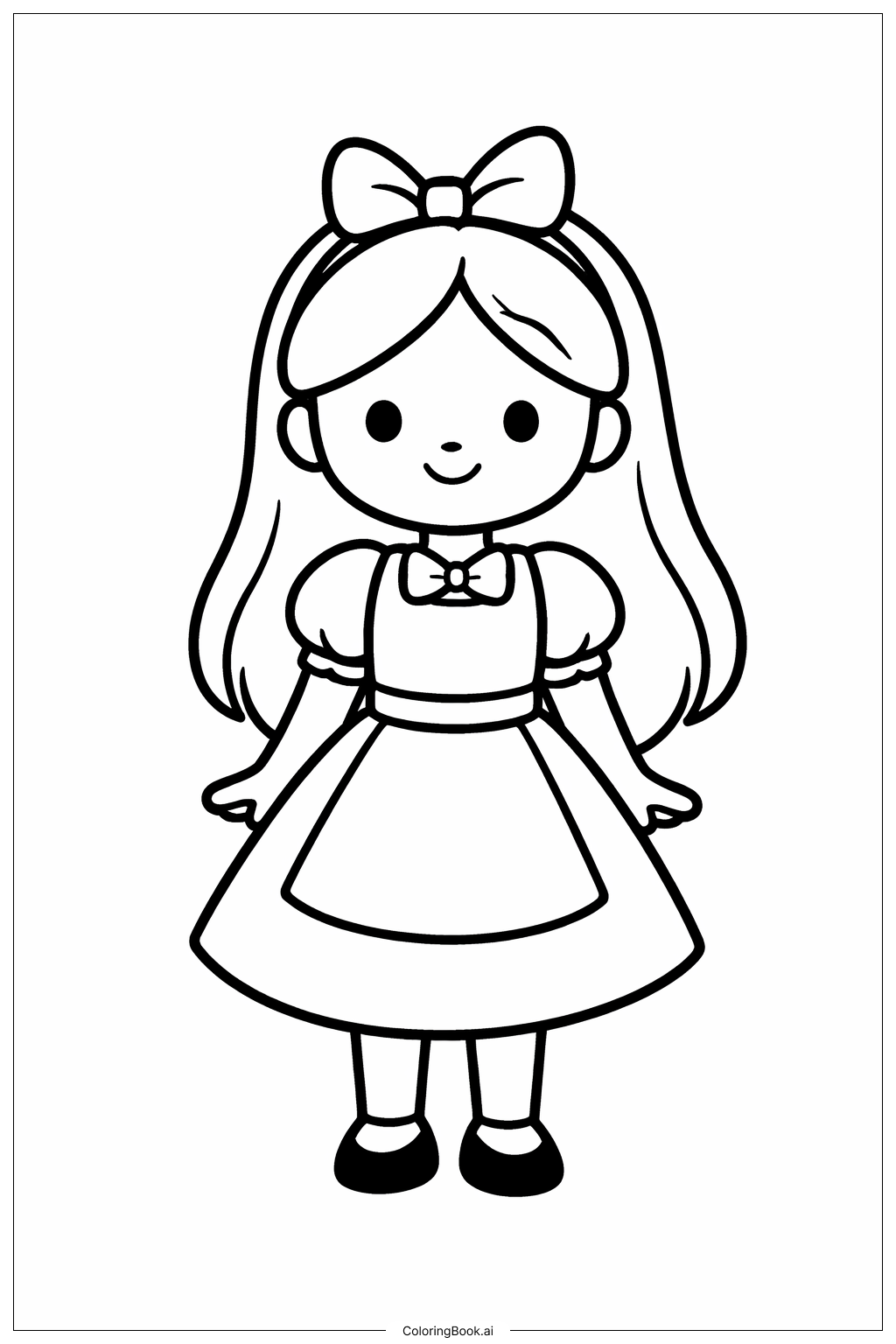  Alice im Wunderland Stehend Lächelnd Ausmalseite 