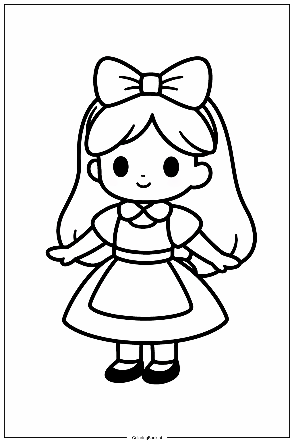  Alice im Wunderland mit Schleife Ausmalseite 