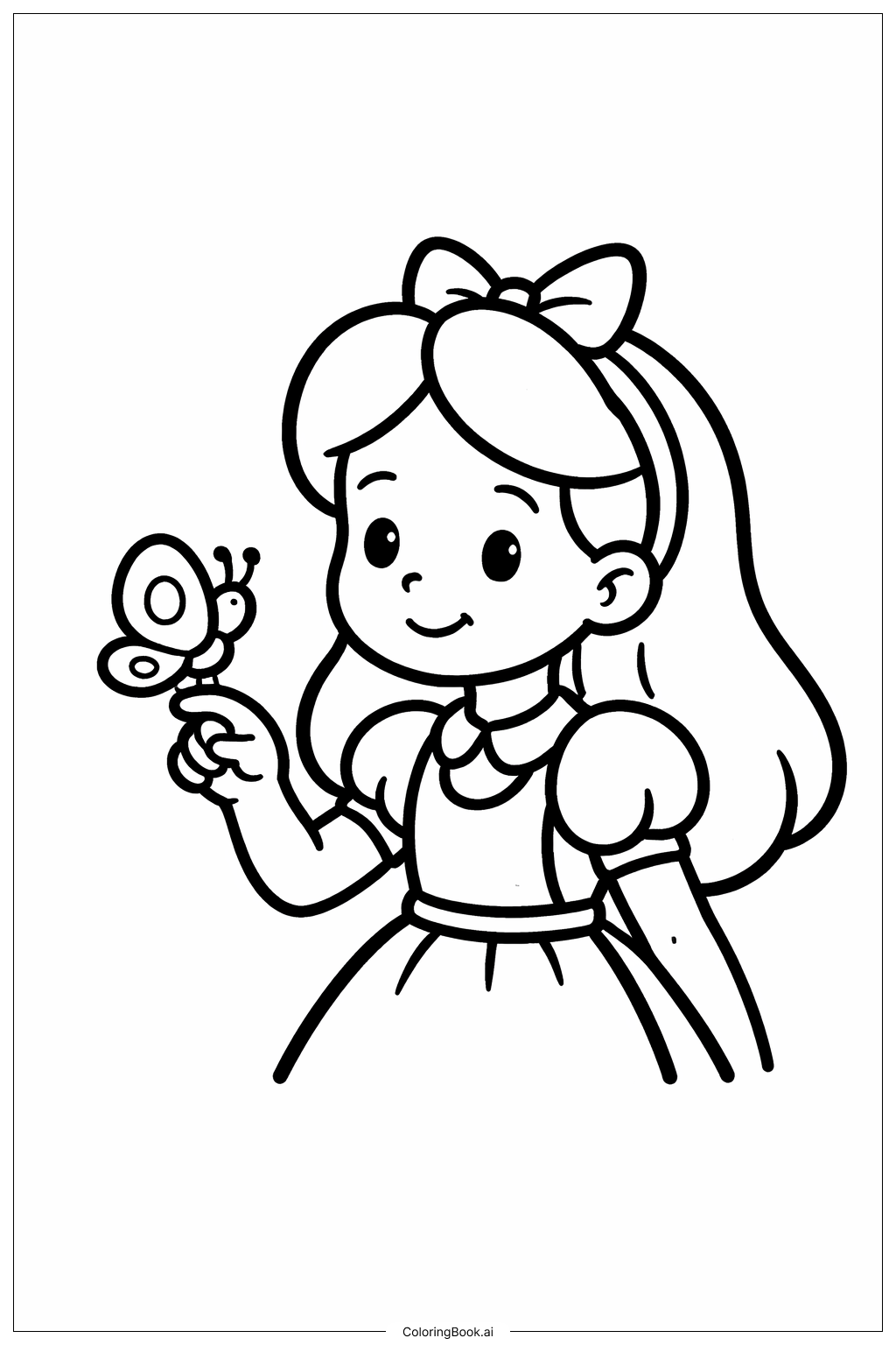  愛麗絲夢遊仙境與蝴蝶著色頁 