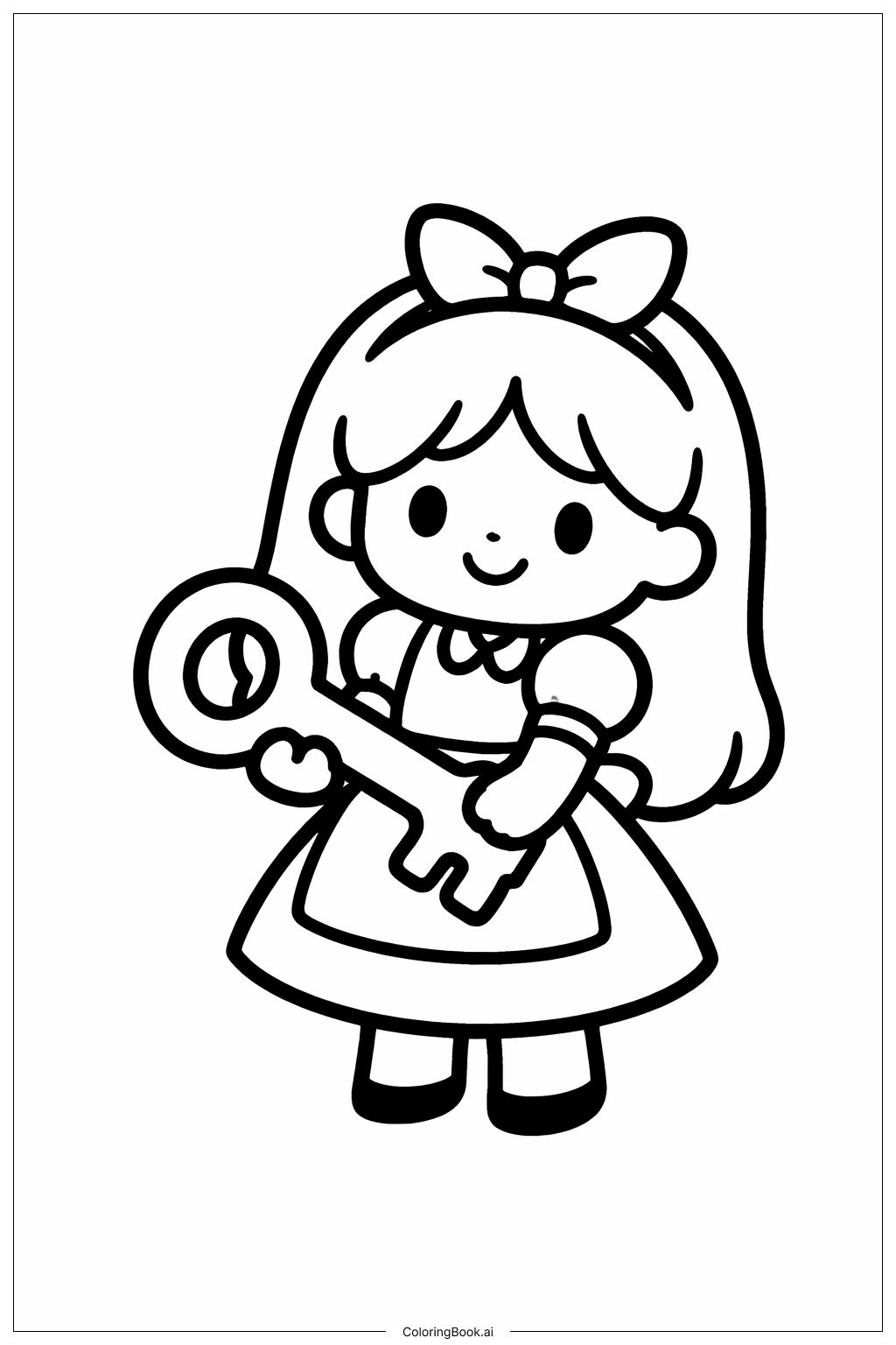  Alice im Wunderland mit Schlüssel Ausmalseite 