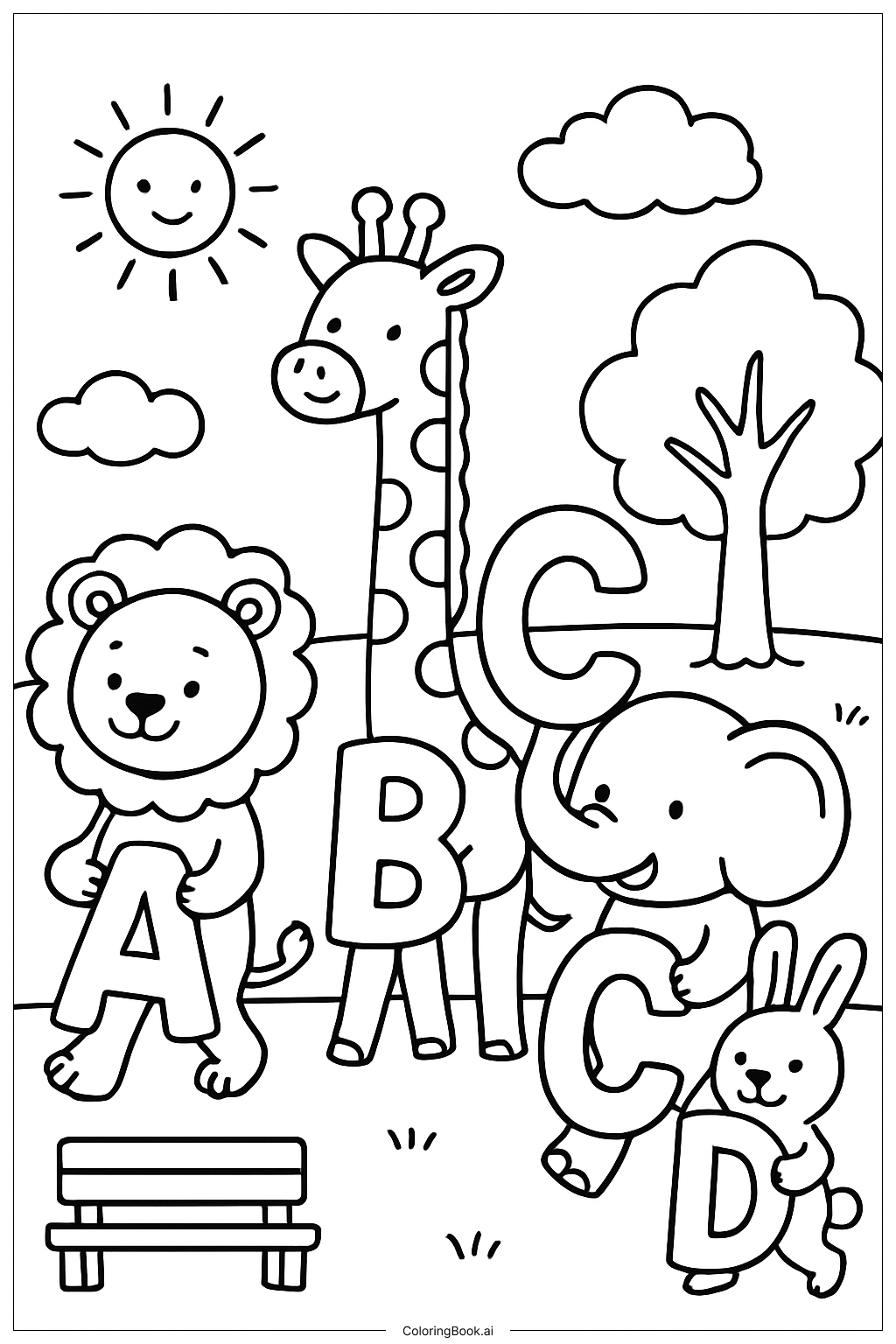  Alphabet Buchstaben Tierparade Ausmalseite 