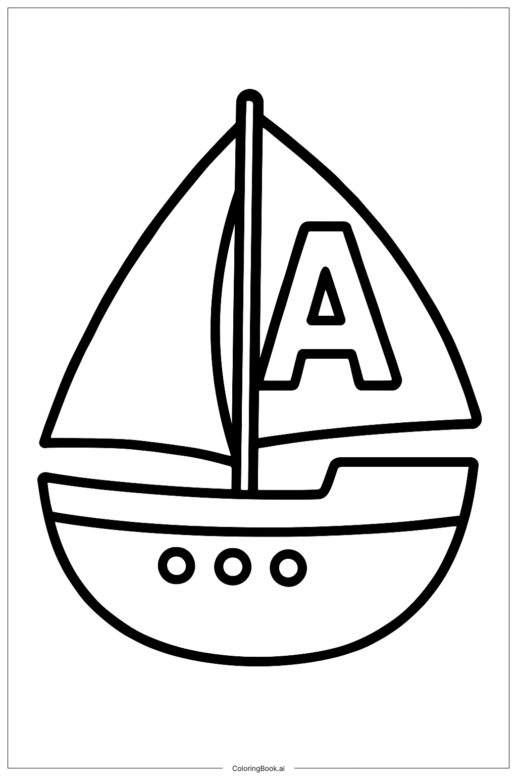  Alphabetbuchstaben Großes Boot Ausmalseite 