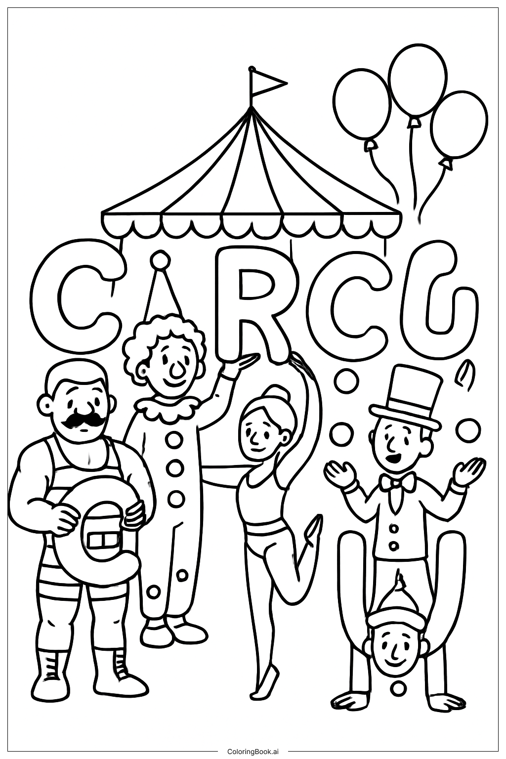  Alphabet Buchstaben Zirkus Spaß Ausmalseite 