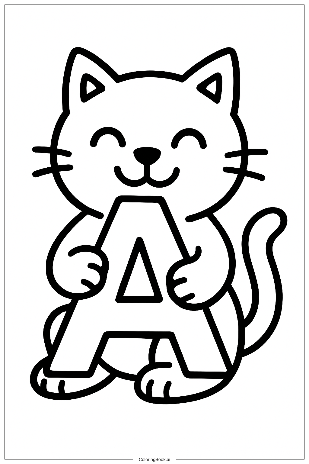  Alphabetbuchstaben Niedliche Katze Ausmalseite 