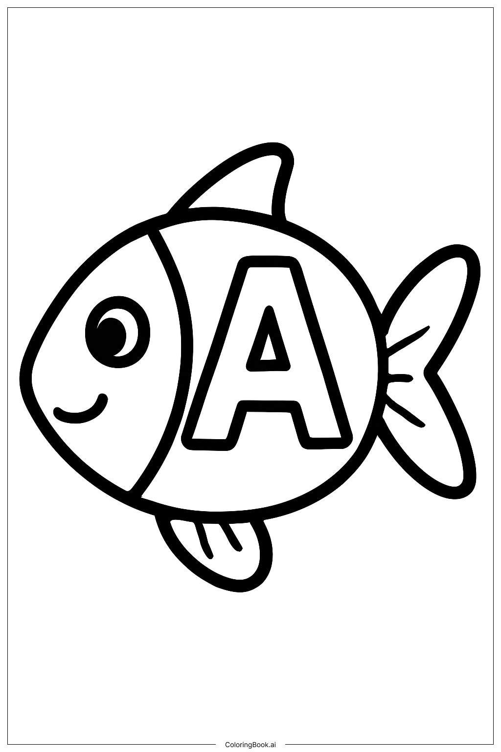  Alphabet Buchstaben Freundlicher Fisch Ausmalseite 