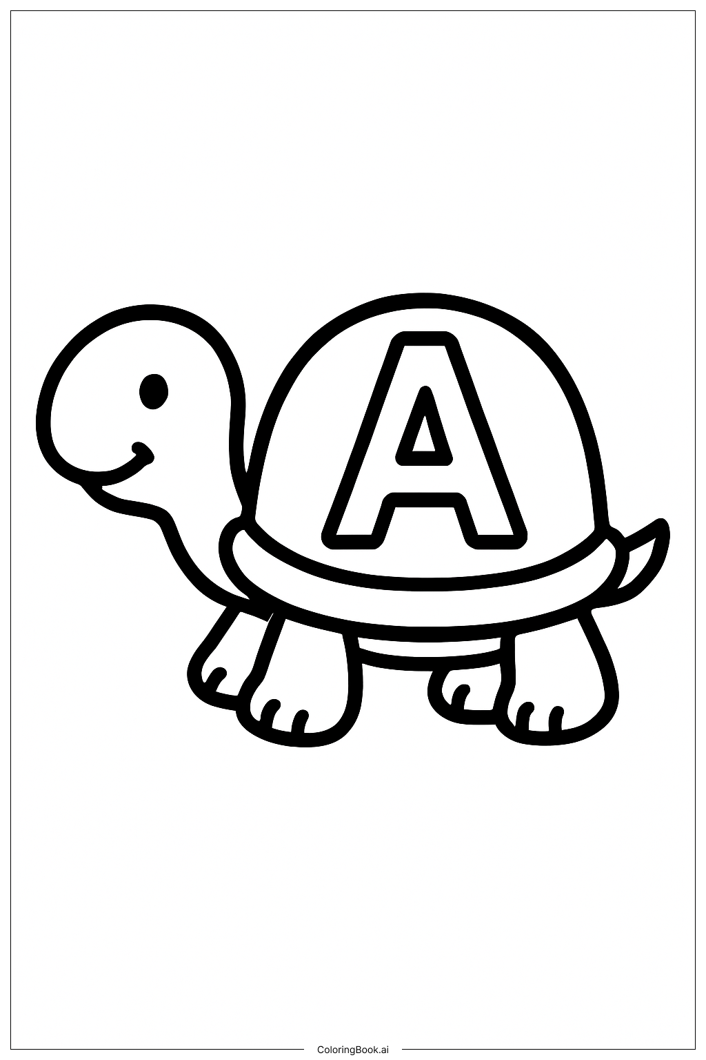  Alphabet Buchstaben Freundliche Schildkröte Ausmalseite 