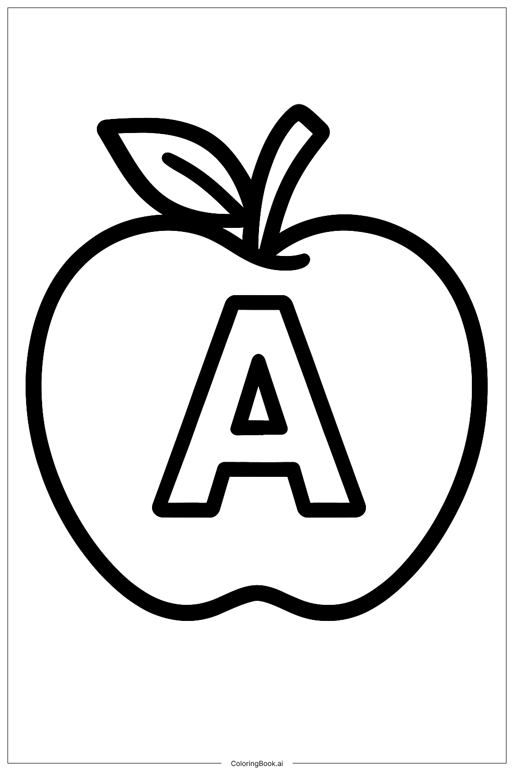  Alphabetbuchstaben Fröhlicher Apfel Ausmalseite 