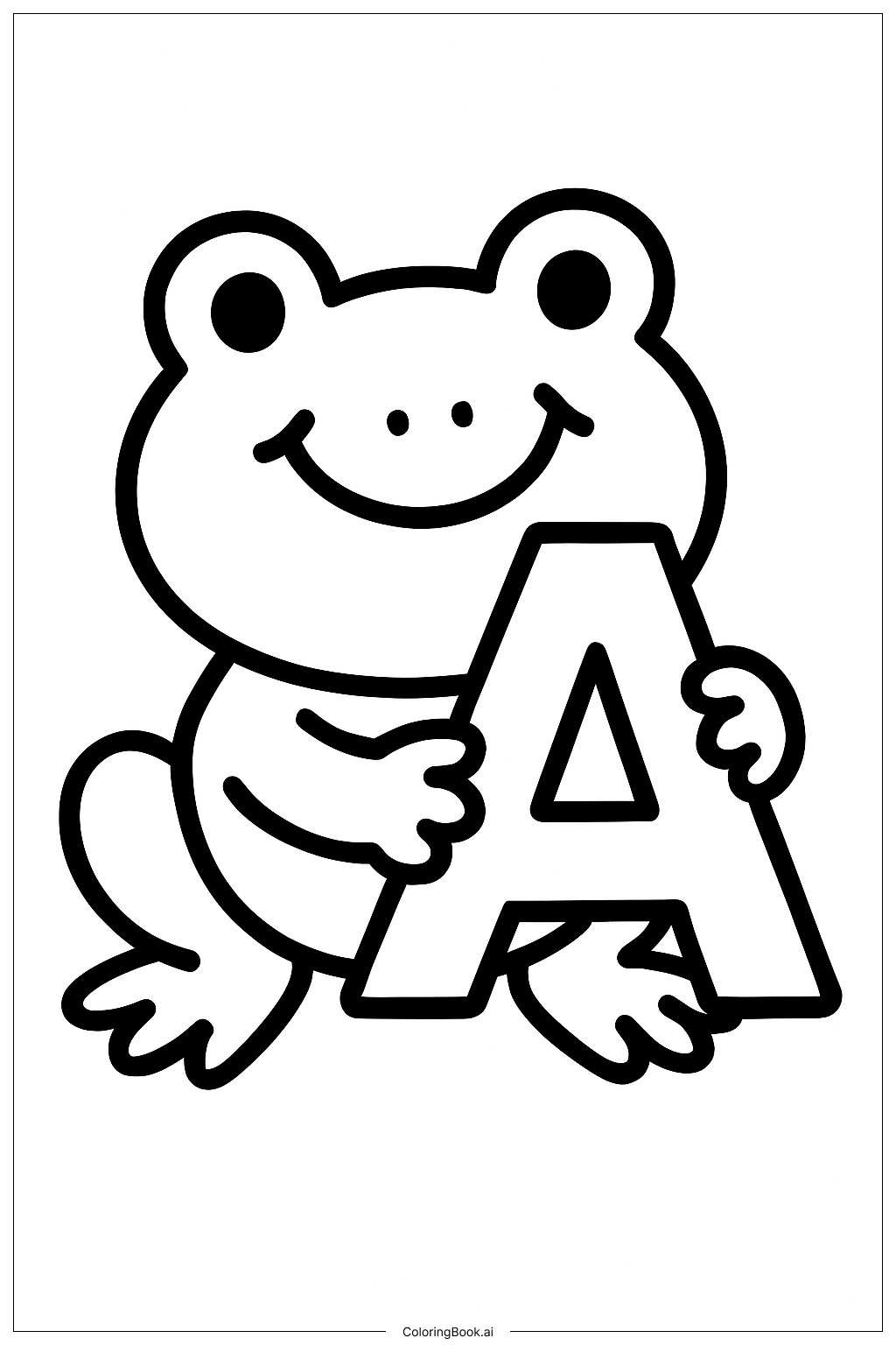  Alphabetbuchstaben Glücklicher Frosch Ausmalseite 