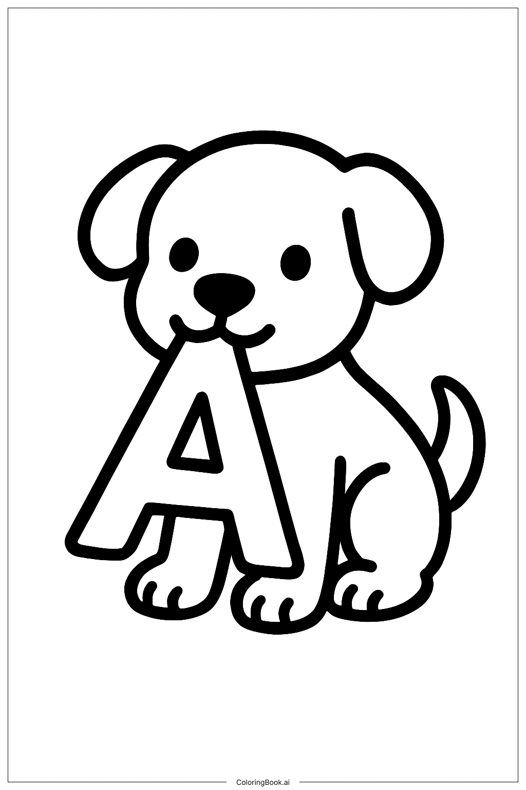  Alphabet Buchstaben Verspielter Welpe Ausmalseite 