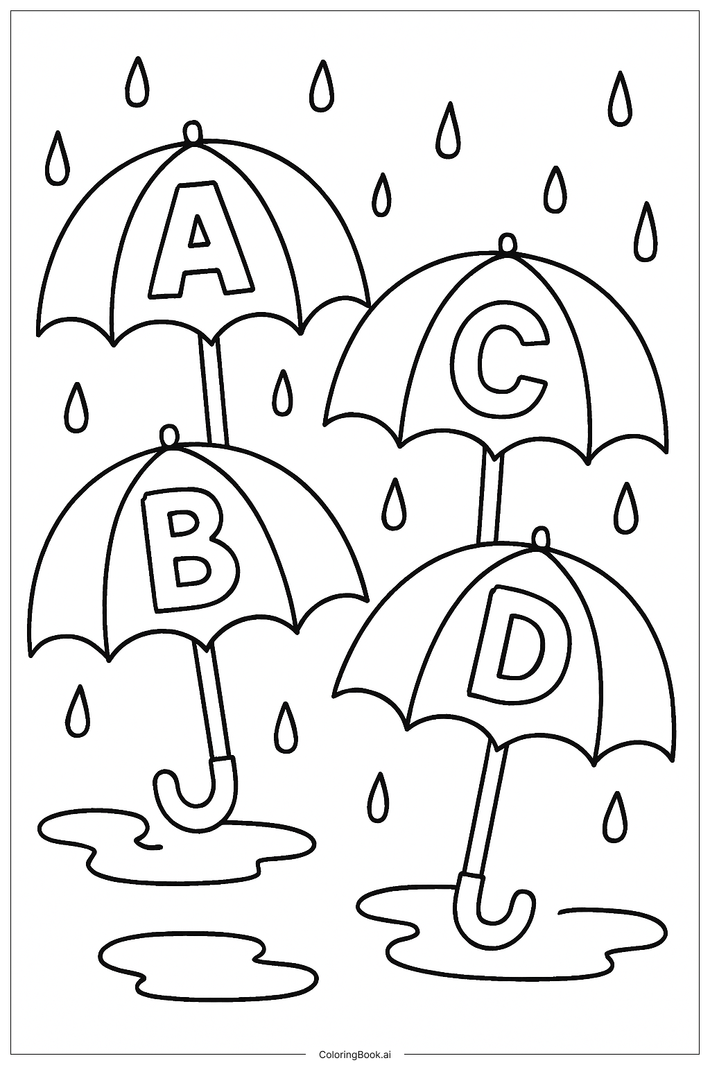  Alphabet Buchstaben Regenschirm Ausmalseite 