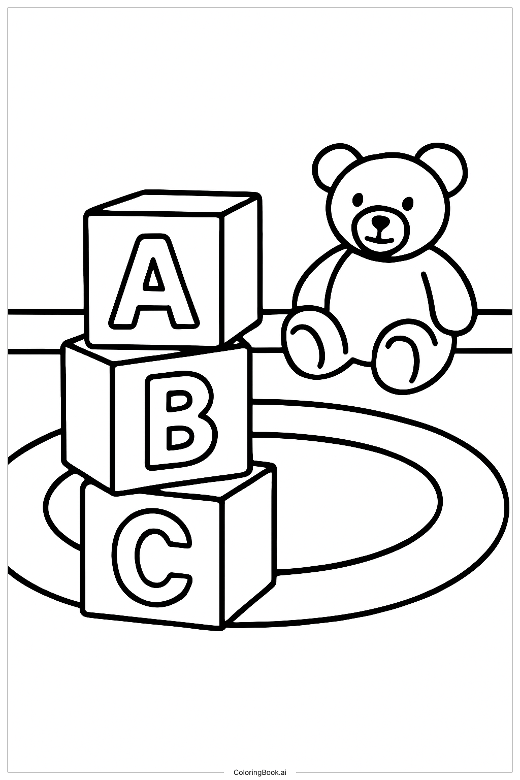  Alphabet Buchstaben Spielklötze Ausmalseite 