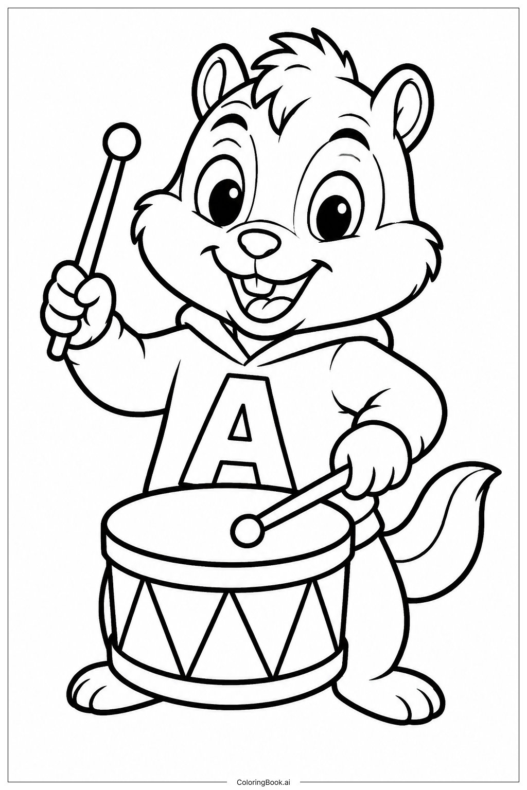 Trang tô màu Alvin And The Chipmunks Đang Chơi Trống