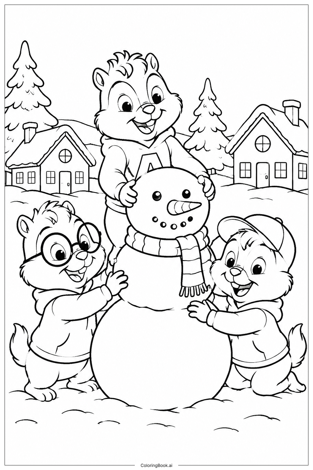 Trang tô màu Alvin And The Chipmunks Snowman Building