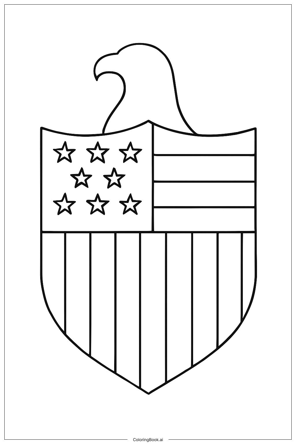 Trang tô màu Biểu tượng Đại bàng đầu trọc và Cờ Mỹ