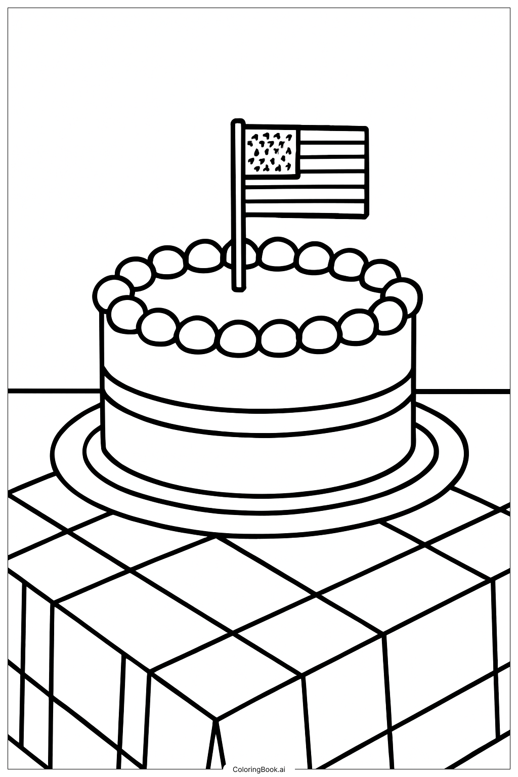 Trang tô màu Bánh Cờ Mỹ Trên Bàn