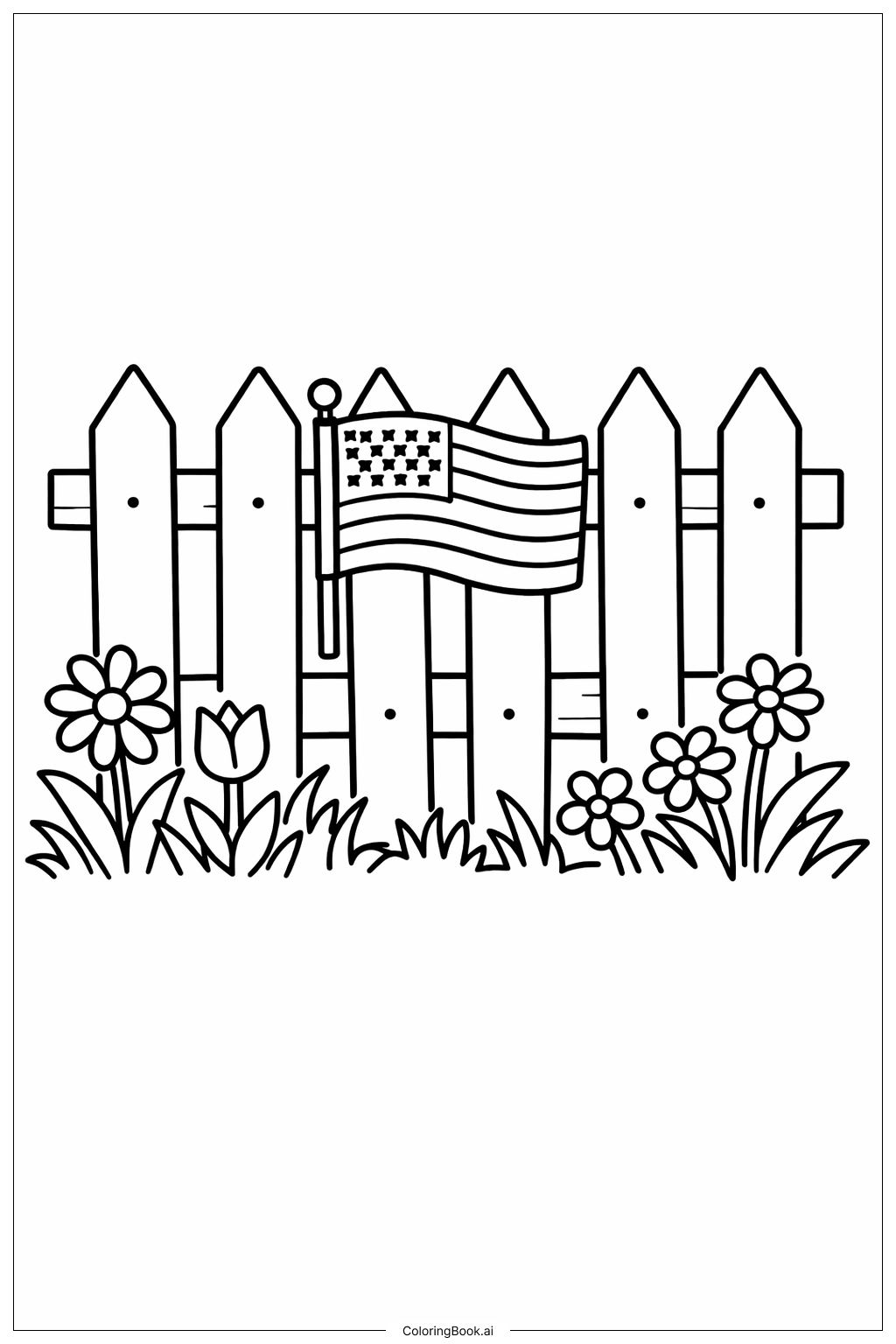 Trang tô màu Hàng Rào Vườn Cờ Mỹ