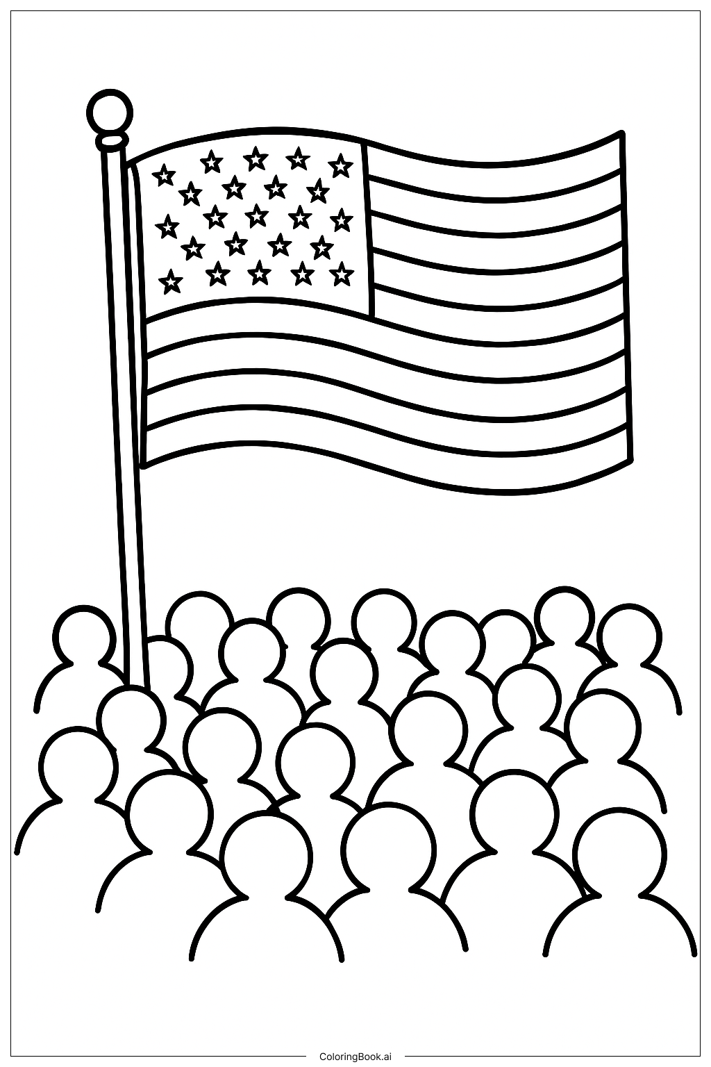 Trang tô màu Biểu ngữ Diễu hành Quốc kỳ Mỹ