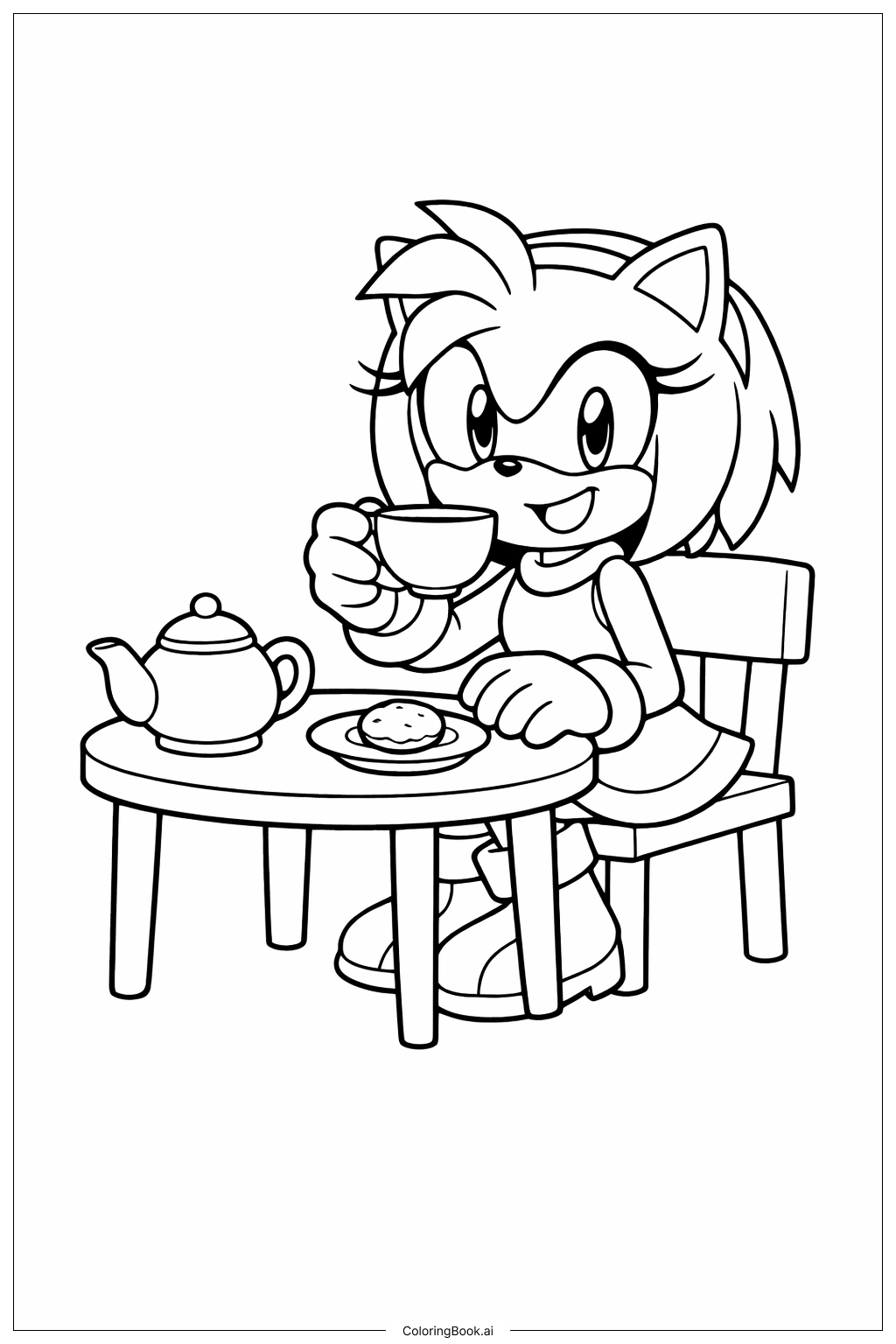  音速小子茶會中的艾咪著色頁 