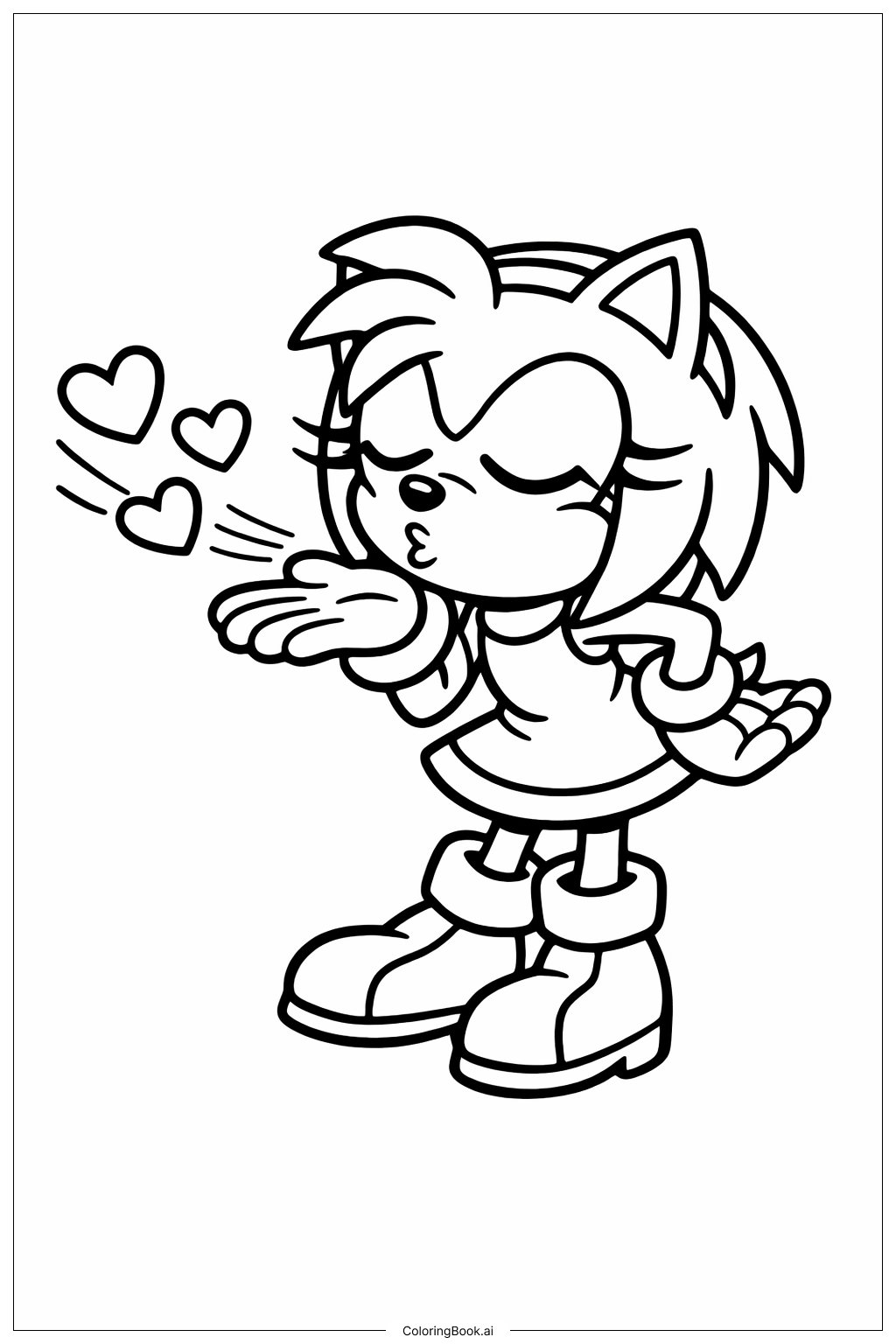  音速小子艾咪飛吻著色頁 