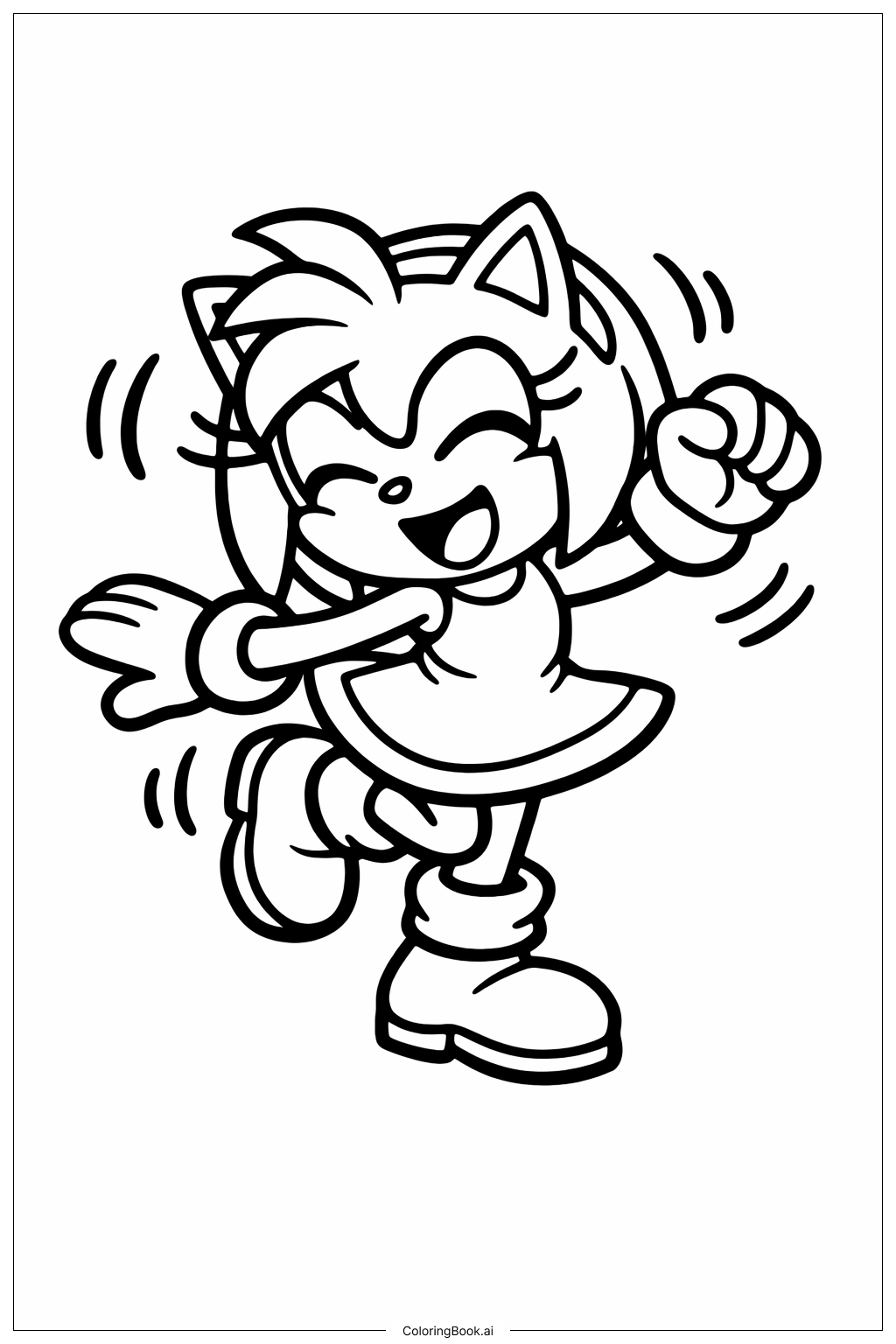  音速小子裡的艾米跳舞著色頁 