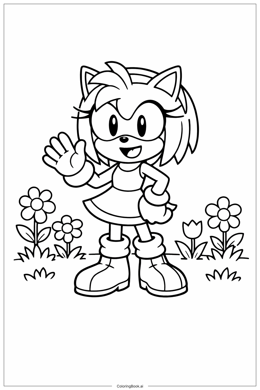  花園中的索尼克艾咪著色頁 