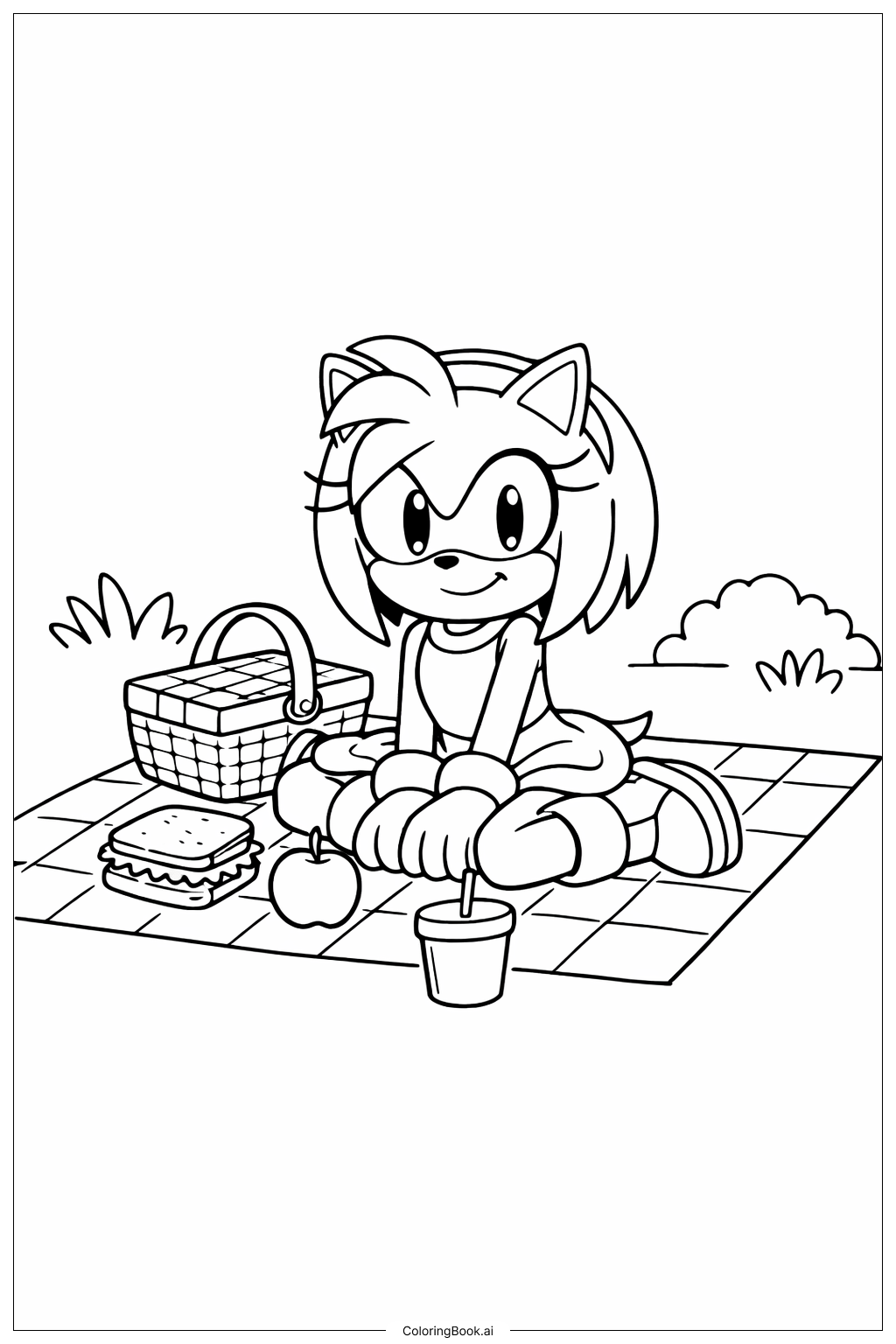  Sonic野餐版的Amy著色頁 