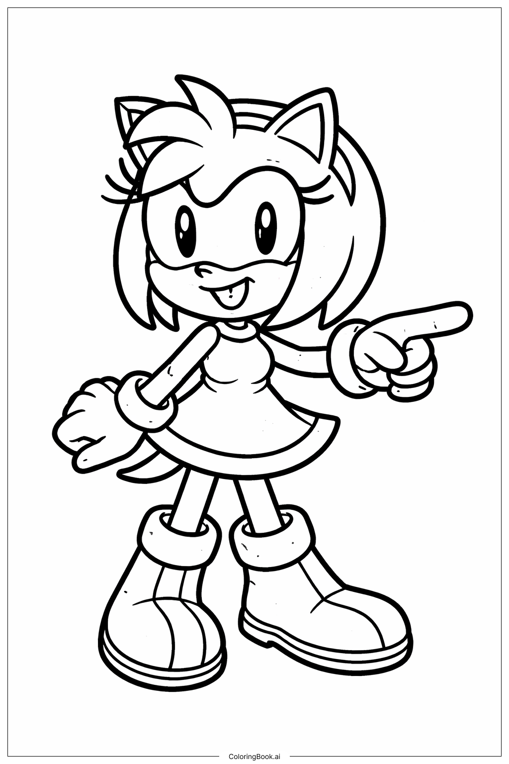  來自音速小子系列的艾咪著色頁 