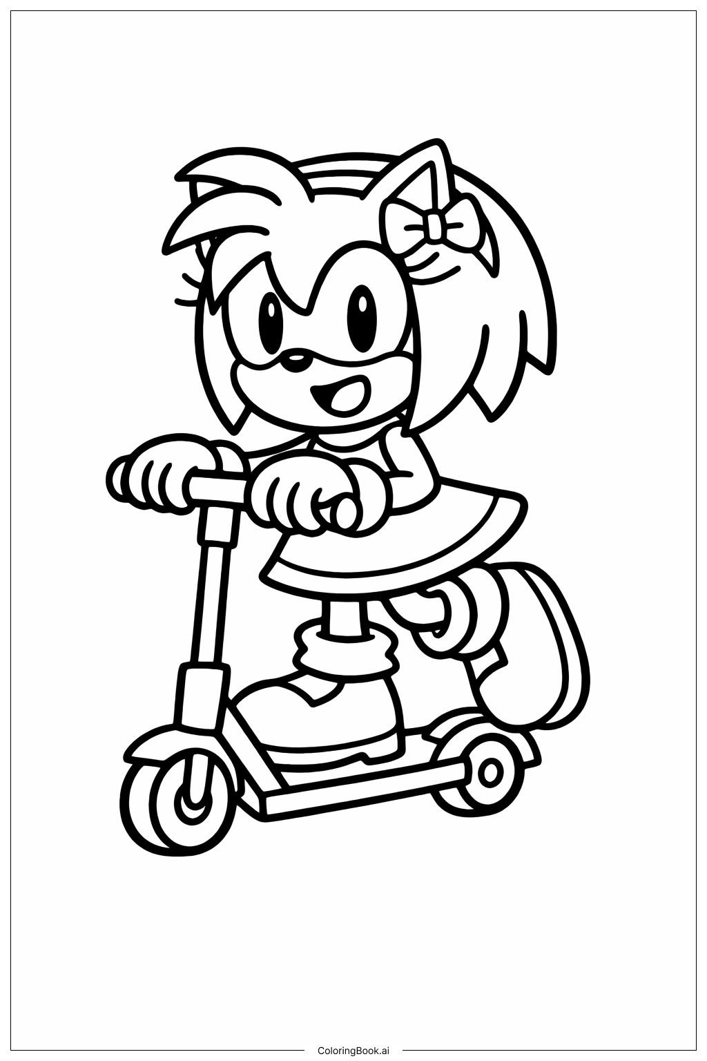  索尼克的艾咪騎滑板車著色頁 