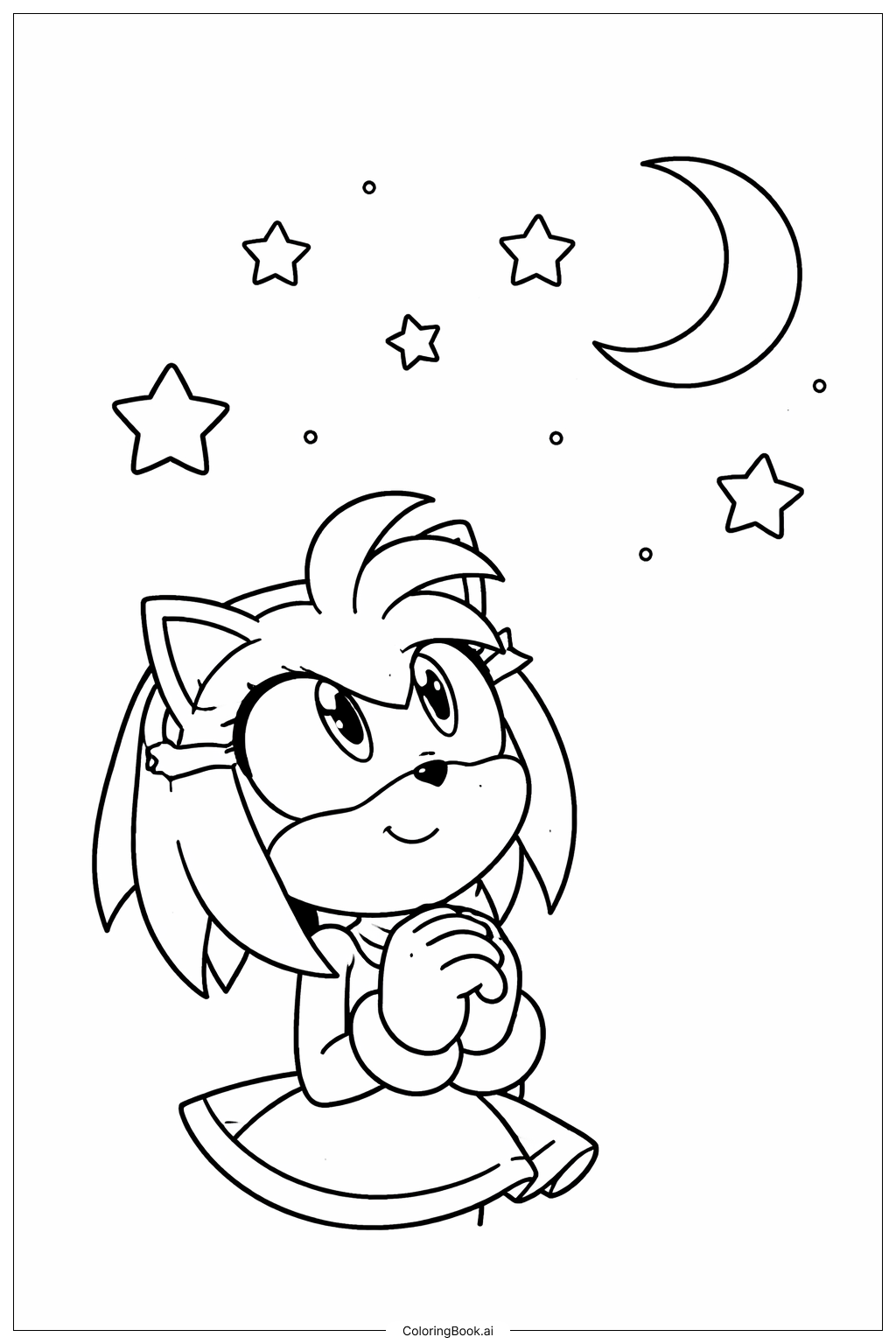  音速小子艾咪賞星星著色頁 