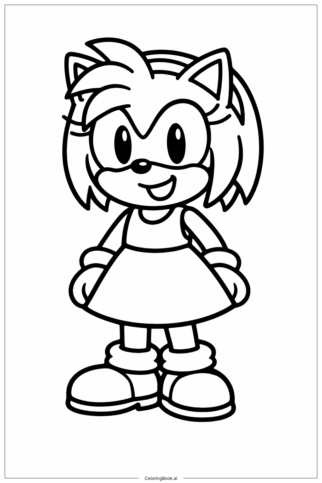  穿著洋裝的索尼克裡的艾咪著色頁 