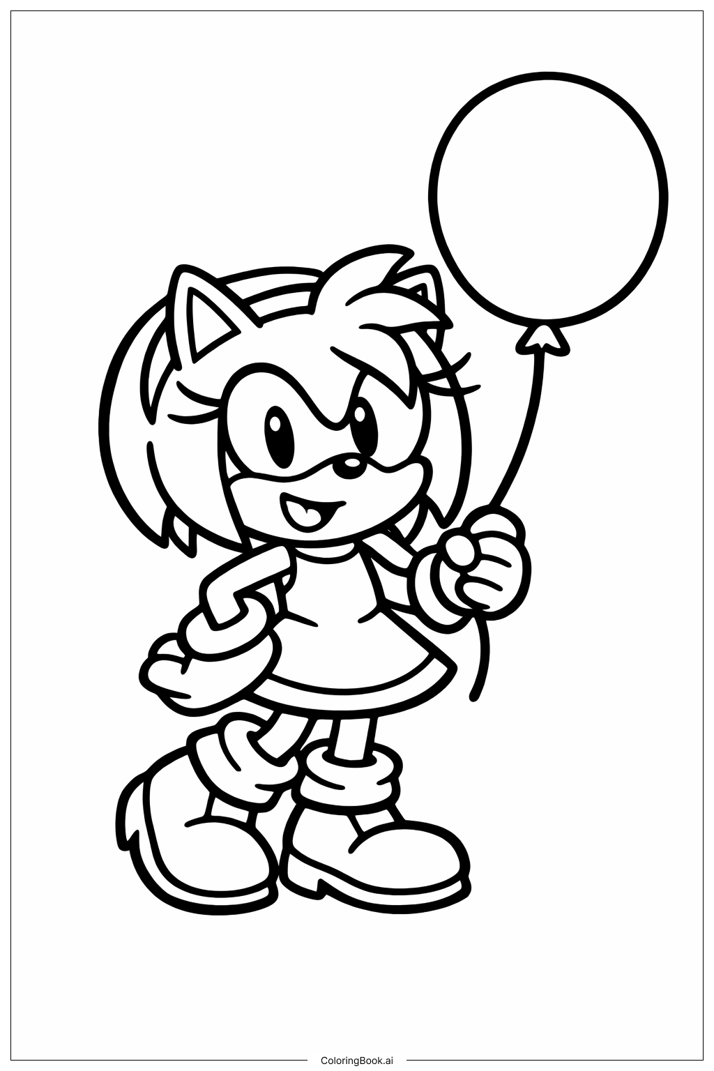  Sonic 的艾咪拿著氣球著色頁 