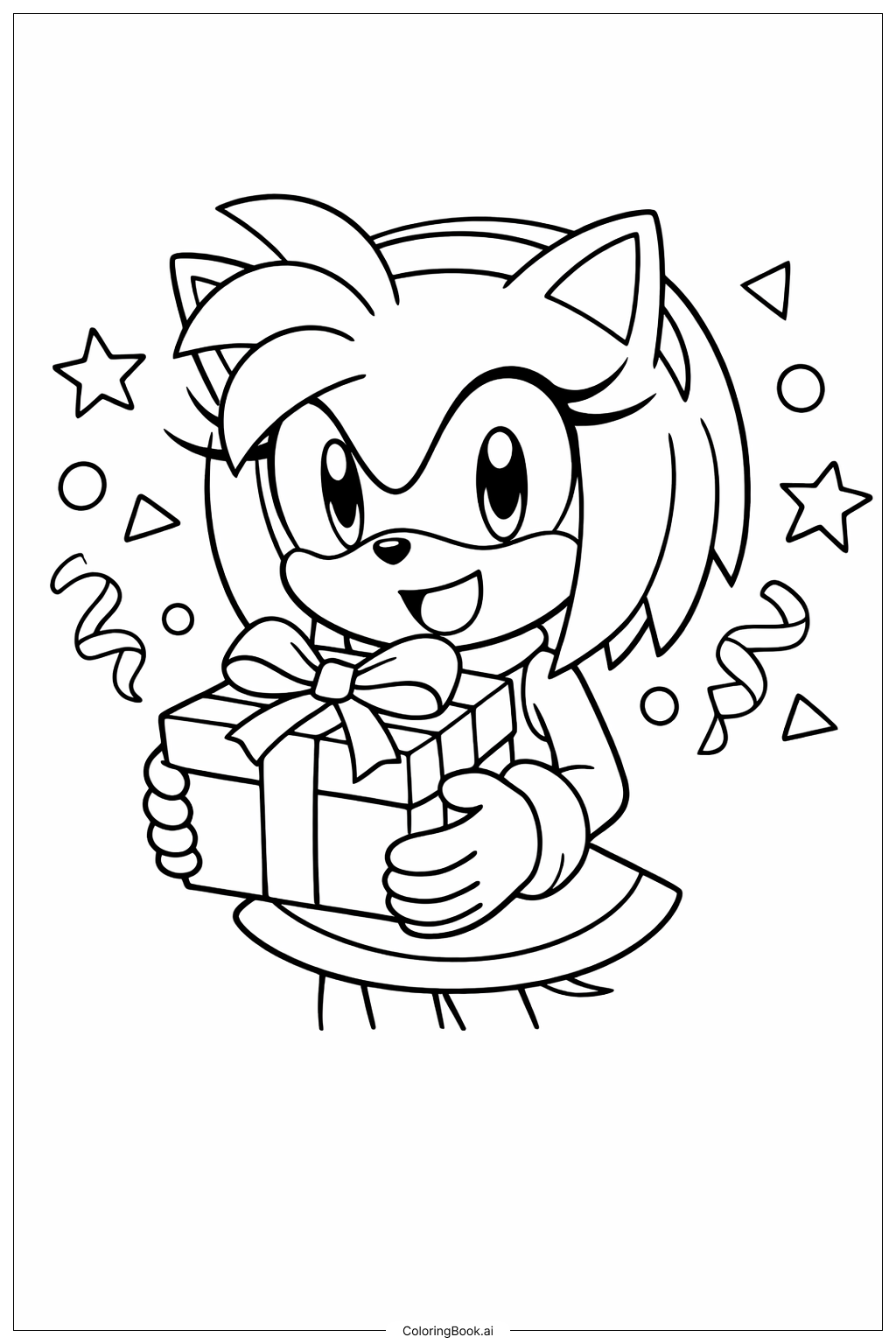  索尼克的艾米與禮物著色頁 