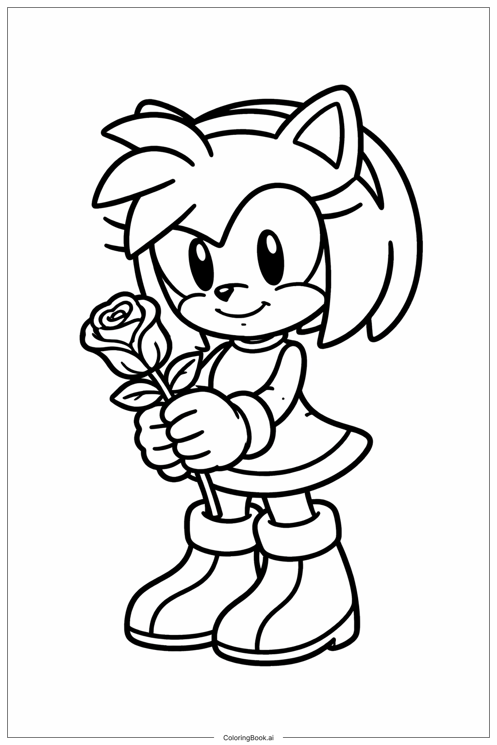  Sonic裡面的Amy與玫瑰著色頁 