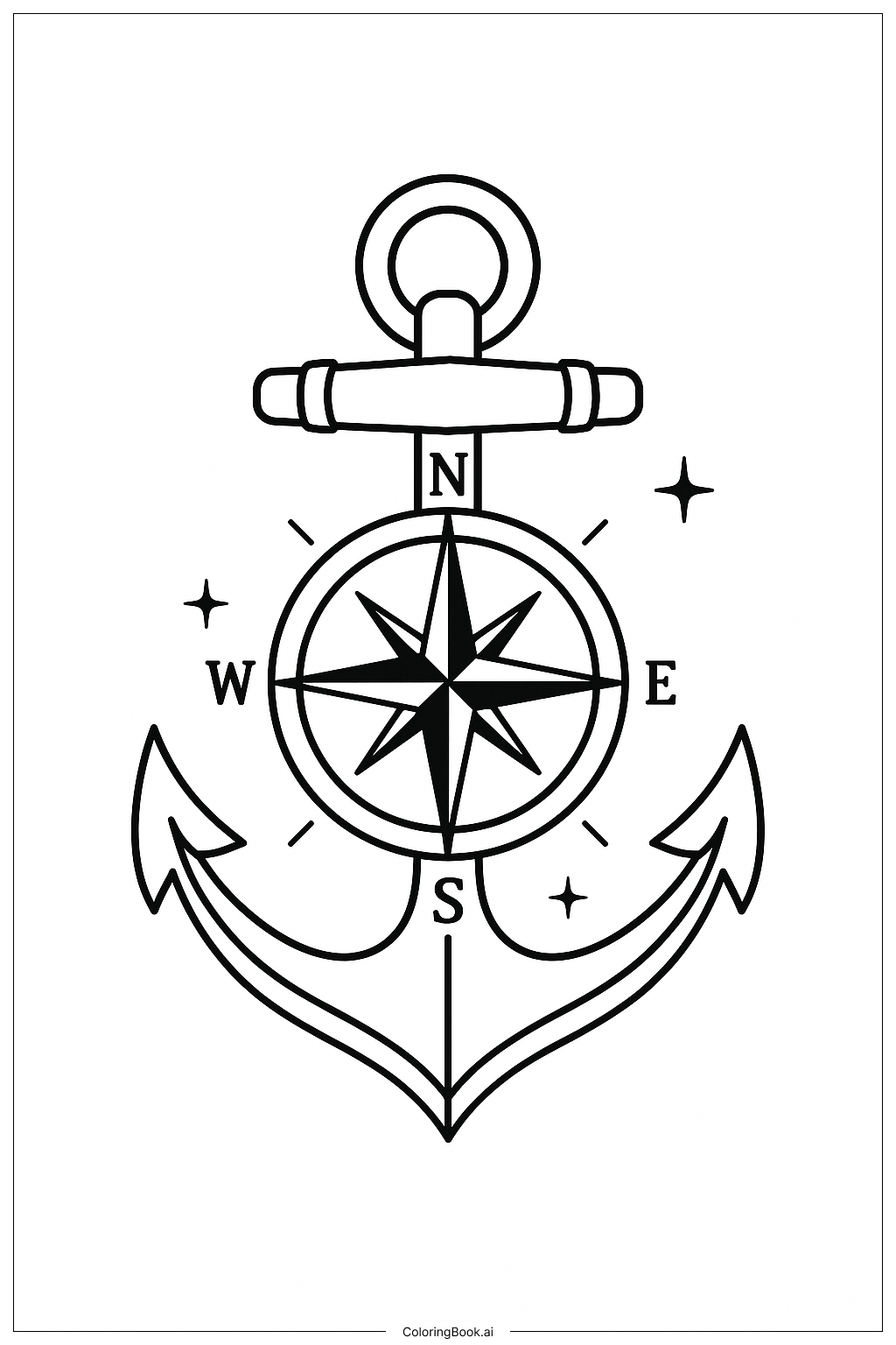  Anchor Compass Tattoo Coloring Page 