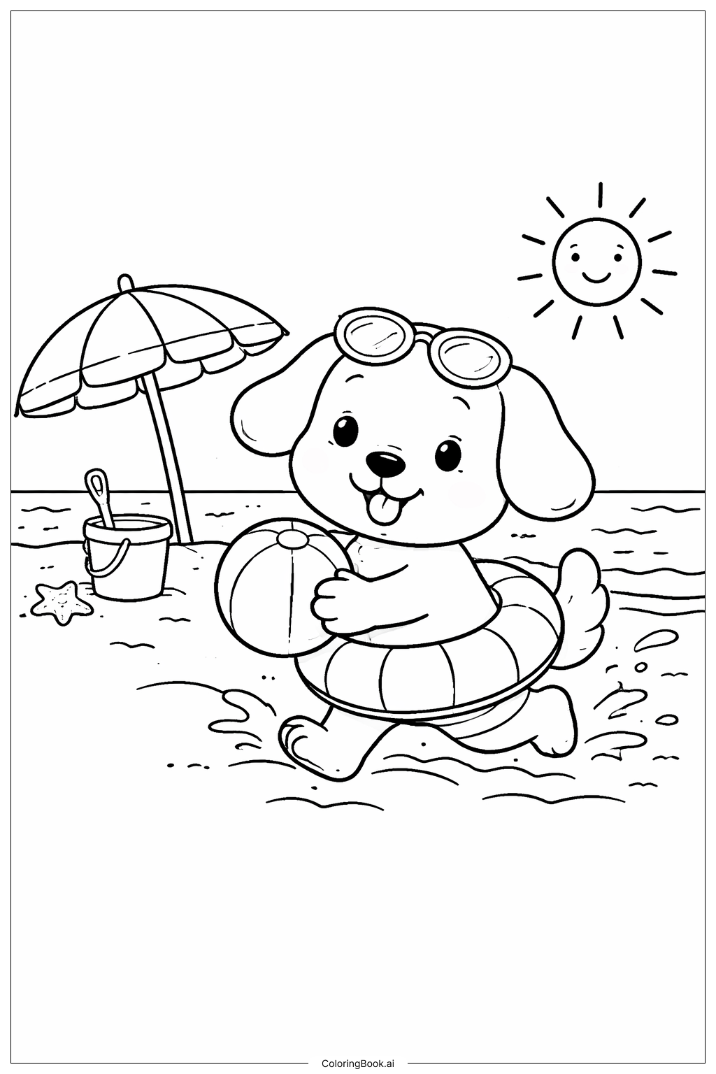 Página para colorir de Animal na Praia